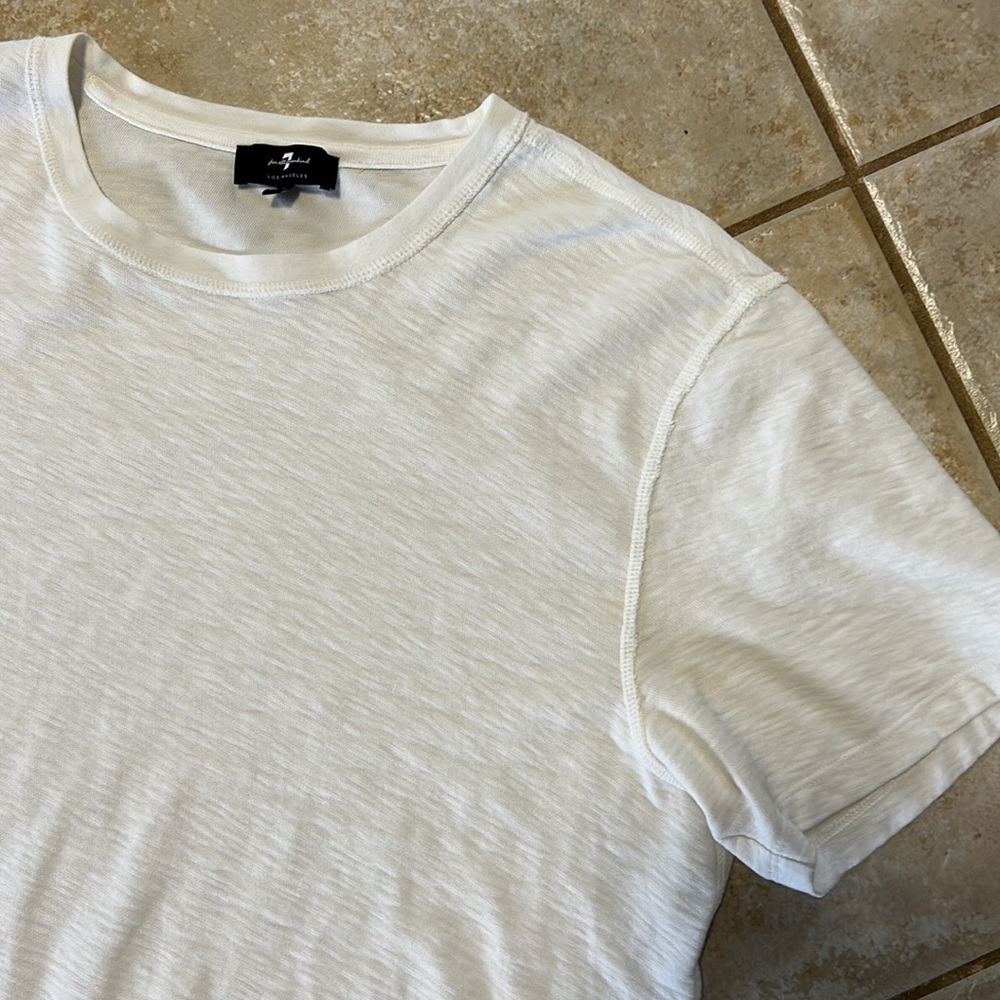 7 For All Mankind Plain White Tee Shirt Men's size L - Picture 2 of 8